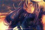  armor blue_eyes blue_hair cloud fire_emblem fire_emblem:_kakusei long_hair lucina nadir sky solo sunset symbol-shaped_pupils tears 