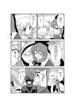  blush bow censored closed_eyes comic crossover final_fantasy final_fantasy_ix front_ponytail greyscale hair_bow hair_ornament hair_ribbon hume identity_censor kagiyama_hina kitanai_ninja mizuhashi_parsee monochrome multiple_girls open_mouth pointy_ears ribbon short_hair smile touhou translation_request yonpachi 