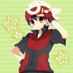  bad_id bad_pixiv_id black_hair blush fingerless_gloves gloves hat male_focus nicole_(usako) pokemon pokemon_special red_eyes ruby_(pokemon) smile solo star 