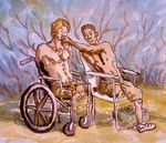  2men amputee bottle park quadruple_amputee shorts topless veterans war wheelchair 