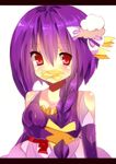  braid covering_mouth drifblim gen_4_pokemon hair_ribbon kuro_guren personification pokemon purple_hair red_eyes ribbon solo 