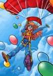  cloud colorful eyewear female fingerless_gloves friendship_is_magic gloves goggles gomigomipomi hair human humanization humanized mammal my_little_pony parachute pinkie_pie_(mlp) red_hair sapphire1010 sky sneakers vest 