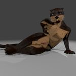  balls breasts dickgirl erection fur intersex looking_at_viewer mammal mustelid nipples open_mouth otter paws penis shaded solo tongue tongue_out transgender 