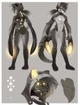  amber_eyes anthro armor blair breasts butt canine displacer_beast feline female glowing hair mammal mask nipples nude smile solo tsampikos two_tone_hair 