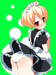  alternate_costume apron ass ass_focus blonde_hair blush crossdressing dress enmaided final_fantasy final_fantasy_tactics from_behind gloves kiriyama_machi maid maid_headdress male_focus open_mouth otoko_no_ko panties ramza_beoulve red_eyes solo tears underwear upskirt white_panties 