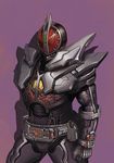  armor bbiqbmp belt cowboy_shot full_armor helmet kamen_rider kamen_rider_555 kamen_rider_faiz machinery male_focus purple_background simple_background solo standing 