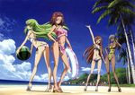  anklet anus arm_up armpits artist_request ass ball bare_arms bare_legs bare_shoulders beach beachball belly_chain bikini blue_hair breasts butt_crack c.c. cleavage cliff cloud code_geass covered_navel covered_nipples dark_skin day dimples_of_venus flower food_print front-tie_top green_hair hair_flower hair_ornament hair_tubes hand_on_hip high_heels highres innertube jewelry kallen_stadtfeld long_hair long_legs looking_back medium_breasts midriff multiple_girls navel official_art one-piece_swimsuit open_mouth orange_hair outdoors palm_tree pink_sarong purple_hair sarong shiny shiny_skin shirley_fenette shoes side-tie_bikini sideboob sky smile swimsuit tree underboob villetta_nu watermelon_beachball watermelon_print 