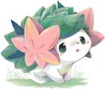  blush flower flower_in_hair green_eyes legendary_pok&#233;mon nintendo open_mouth pok&#233;mon pok&eacute;mon roamo shaymin solo video_games 