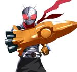  antennae bad_id bad_pixiv_id belt denji kamen_rider kamen_rider_fourze_(series) kamen_rider_super-1 kamen_rider_super-1_(series) male_focus red_scarf rocket scarf simple_background solo white_background 