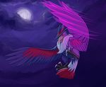  avian beak bird claws clouds colorful feathers hat moon night squeedgemonster talons wings 