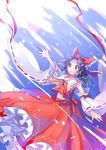  ascot black_hair bow brown_eyes detached_sleeves frills hair_bow hair_tubes hakurei_reimu long_hair long_skirt navel open_mouth short_hair skirt solo touhou wide_sleeves yetworldview_kaze 