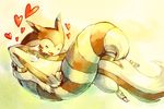  creature furret gen_2_pokemon gen_3_pokemon heart hug linoone no_humans pokemon pokemon_(creature) sa-dui sepia sepia_background 