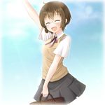  bad_id bad_pixiv_id banned_artist brown_hair closed_eyes glasses open_mouth ore_no_imouto_ga_konna_ni_kawaii_wake_ga_nai school_uniform short_hair solo sweater_vest tamura_manami yuuka_nonoko 