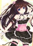  black_hair black_legwear blue_eyes borrowed_character denpa_(kazuharu) dress long_hair looking_at_viewer modose_ruruki original smile solo thighhighs wrist_cuffs 