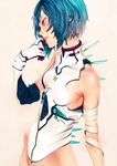  absurdres ayanami_rei bandages bare_shoulders blue_hair finger_to_mouth highres iwai_ryou neon_genesis_evangelion plugsuit red_eyes solo 