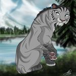  blue_eyes ear_piercing feline female ice_age paws piercing shira white_fur 