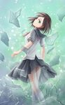  bad_id bad_pixiv_id broken_glass brown_hair glass green_eyes highres mahjong mahjong_tile onjouji_toki pleated_skirt saki saki_achiga-hen school_uniform senriyama_school_uniform serafuku short_hair skirt solo tkfkid 