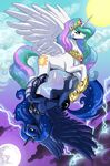  equine female feral friendship_is_magic horn kaijusamurai mammal my_little_pony princess_celestia_(mlp) princess_luna_(mlp) sibling siblings sisters winged_unicorn wings yin_yang 