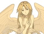  angel_wings bad_id bad_pixiv_id dress ehekatl_of_luck elona goddess harusame_(rueken) monochrome smile solo wings 