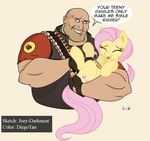  couple cute cutie_mark diegotan equine female feral fluttershy_(mlp) friendship_is_magic hair happy heavy_(team_fortress_2) horse human joey-darkmeat laugh male mammal my_little_pony pegasus pink_hair pony smile team_fortress_2 tickling wings 