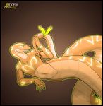  anthro cum double glowing green hemipenes male mayer0 multi_cock naga penis python reptile runes scalie snake solo yellow_eyes yellow_penis 