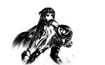  akemi_homura alchemybro argyle argyle_legwear greyscale long_hair magical_girl mahou_shoujo_madoka_magica monochrome pantyhose shield sketch solo 