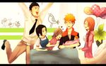  baby black_hair bleach brown_eyes brown_hair couple eyes_closed if_they_mated inoue_orihime kurosaki_ichigo kurosaki_isshin kurosaki_karin kurosaki_yuzu open_mouth orange_hair persona92 ponytail 