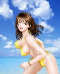  beach bikini bouncing_breasts breasts brown_eyes brown_hair cloud day highres large_breasts lips original outdoors short_hair solo swimsuit yui_toshiki 