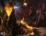  bad_id bad_pixiv_id eruption fire glowing matsura_ichirou molten_rock no_humans original scenery volcano 