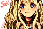  :3 artist_name bad_id bad_pixiv_id blonde_hair blue_eyes character_name dated face hayel long_hair looking_away seeu smile solo star vocaloid white_background 