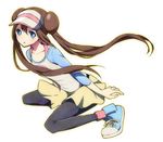  aqua_footwear aqua_sleeves arched_soles back_bow bad_id bad_pixiv_id black_legwear blue_eyes bow breasts bright_pupils brown_hair collarbone collared_shirt double_bun full_body hat high_tops long_hair long_sleeves looking_at_viewer mei_(pokemon) miniskirt outline pantyhose pikkoro_(euko) pink_bow pleated_shorts poke_ball_print pokemon pokemon_(game) pokemon_bw2 print_shirt raglan_sleeves shirt shirt_straps shoes shorts simple_background skirt small_breasts sneakers solo squatting tareme twintails very_long_hair visor_cap white_background white_hat white_pupils white_shirt wind wind_lift yellow_outline yellow_shorts 