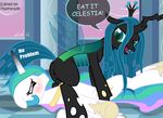  2012 anus blush butt changeling crown cutie_mark equine female friendship_is_magic green_eyes hair horn horse lesbian long_hair looking_back multi-colored_hair my_little_pony open_mouth pony princess_celestia_(mlp) pussy queen_chrysalis_(mlp) spreading tongue wings zed001 