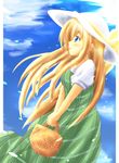  bad_moon basket blonde_hair blue_eyes dress hat k-on! kotobuki_tsumugi long_hair 