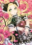  bf._(sogogiching) blonde_hair book flower green_eyes long_hair lying original solo 