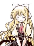  ^_^ air akou_roushi ascot blonde_hair blush bow closed_eyes cross dress dress_shirt hair_bow kamio_misuzu long_hair open_mouth shirt smile solo 