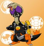  blastoise burakawani_(ooo_combo) cannon fangs feraligatr fusion gen_1_pokemon gen_2_pokemon kamen_rider kamen_rider_ooo_(series) no_humans pokemon pokemon_(creature) redol shell tail 