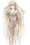  alternate_costume arnoul bad_id bad_pixiv_id blonde_hair dress fate/stay_night fate_(series) genderswap genderswap_(mtf) gilgamesh long_hair red_eyes solo veil 