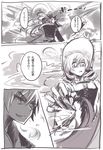  bonnet candeloro claws comic die_(die0118) fang fiery_hair grin mahou_shoujo_madoka_magica multiple_girls ophelia_(madoka_magica) personification sakura_kyouko shaded_face smile spoilers tomoe_mami translated 