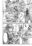  animal_print battle blood chihiro_(kemonomichi) comic dark_persona dress greyscale hair_ornament hijiri_byakuren long_hair monochrome multicolored_hair multiple_girls sorcerer's_sutra_scroll spinning tiger_print toramaru_shou touhou two-tone_hair vajra_(object) 