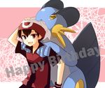  black_hair gen_3_pokemon happy_birthday hat mokorei pokemon pokemon_(creature) pokemon_special red_eyes ruby_(pokemon) scar swampert 