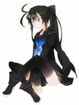  ahoge bad_id bad_pixiv_id black_legwear heterochromia imai_taki long_hair original ponytail school_uniform sitting skirt solo thighhighs 