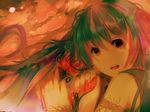  bad_id bad_pixiv_id face flower green_hair hatsune_miku itamidome long_hair no_nose portrait solo tears twintails vocaloid 