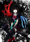  air+ black_hair black_legwear dress highres houjuu_nue red_eyes short_hair snake solo thighhighs touhou wings 