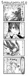  3girls 4koma akai_ringo_(ookami-san) bob_cut chibi comic greyscale highres long_hair maid maid_headdress monochrome morino_ryoushi multiple_girls ookami-san ookami_ryouko school_uniform shirosame tears translated tsurugaya_otsuu 