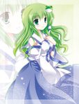  bad_id bad_pixiv_id detached_sleeves green_eyes green_hair hair_ornament kochiya_sanae long_hair snake solo touhou white-brown zoom_layer 