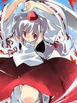  albino animal_ears asoka bad_id bad_pixiv_id hat inubashiri_momiji long_skirt red_eyes skirt solo tokin_hat touhou white_hair wolf_ears 