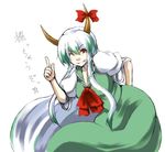  ex-keine green_hair horn_ribbon horns kamishirasawa_keine long_hair ribbon solo suwi touhou 