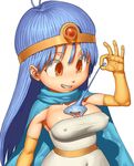  bad_id bad_pixiv_id between_breasts blue_hair breasts cape circlet covered_nipples dragon_quest dragon_quest_iii dress elbow_gloves gloves hat long_hair maagori medium_breasts sage_(dq3) slime slime_(dragon_quest) solo yellow_eyes 