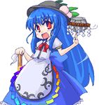  bad_id bad_pixiv_id blue_hair hat hinanawi_tenshi keystone long_hair lowres nekoyama red_eyes rope shide shimenawa solo sword sword_of_hisou touhou weapon 