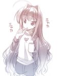  brushing_teeth gradient hair_down ikawa_waki long_hair lyrical_nanoha mahou_shoujo_lyrical_nanoha mahou_shoujo_lyrical_nanoha_a's monochrome solo toothbrush vita 